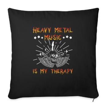 La musique heavy metal est ma thérapie - Housse de coussin décorative 45 x 45 cm - noir - Devant
