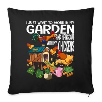 Jardinage & poulets amateurs de jardin cadeau - Housse de coussin décorative 45 x 45 cm - noir - Devant