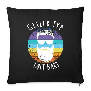 Homme De Type avec barbe - Housse de coussin décorative 45 x 45 cm - noir - Devant