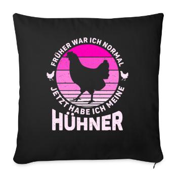 Hühner Landwirtin Hühnerzucht Züchterin Geschenk - Sofakissenbezug 45 x 45 cm - Schwarz - Vorne