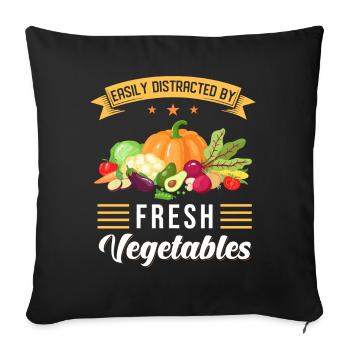 Légumes Rengaine cadeau végétarien - Housse de coussin décorative 45 x 45 cm - noir - Devant