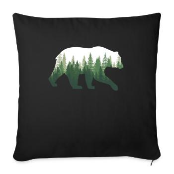 Ours Nature forêt - Housse de coussin décorative 45 x 45 cm - noir - Devant