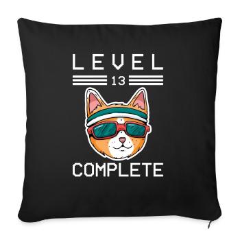 Kids Level 13 Years Birthday Shirt Gamer Shirt - Sofa pillowcase 17,3'' x 17,3'' (45 x 45 cm) - black - Front