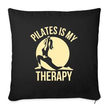 Funny Pilates - Pilates Is My Therapy - Sofa pillowcase 17,3'' x 17,3'' (45 x 45 cm) - black - Front