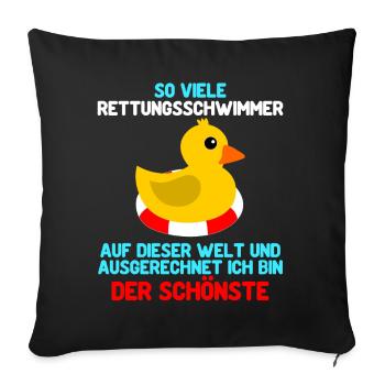 Rettungsschwimmer Spruch - Sofakissenbezug 45 x 45 cm - Schwarz - Vorne