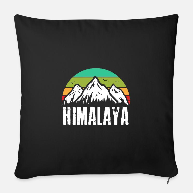 Himalaya Retro Berge Gebirge Bergsteiger - Sofakissenbezug 45 x 45 cm - Schwarz