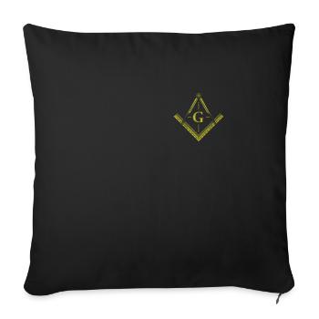 Masonic Masonic Bricklayer Illuminati Symbol Circle Angle - Sofa pillowcase 17,3'' x 17,3'' (45 x 45 cm) - black - Front