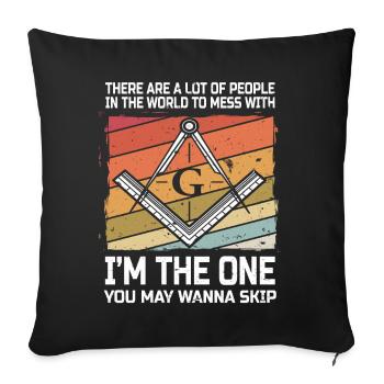 Masonic Masonic Bricklayer Illuminati Symbol Circle Angle - Sofa pillowcase 17,3'' x 17,3'' (45 x 45 cm) - black - Front