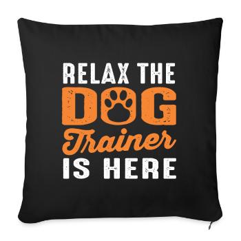 Chien chien école chien entraîneur chien entraînement - Housse de coussin décorative 45 x 45 cm - noir - Devant