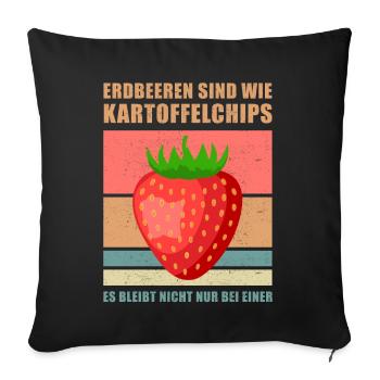 Erdbeeren Erdbeere Garten Vegan Gärtner Geschenk - Sofakissenbezug 45 x 45 cm - Schwarz - Vorne