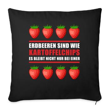 Erdbeeren Erdbeere Vegan Gärtner Garten Geschenk - Sofakissenbezug 45 x 45 cm - Schwarz - Vorne