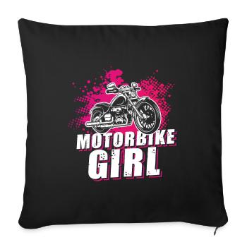 Motorcycle Girl Motorbike Lover Biker Girls Gifts - Sofa pillowcase 17,3'' x 17,3'' (45 x 45 cm) - black - Front