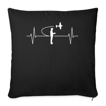 RC Airplane Model Flight Heartbeat Line Gift - Sofa pillowcase 17,3'' x 17,3'' (45 x 45 cm) - black - Front