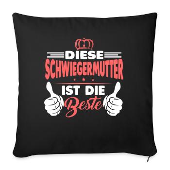 Beste Schwiegermutter Geschenk - Sofakissenbezug 45 x 45 cm - Schwarz - Vorne