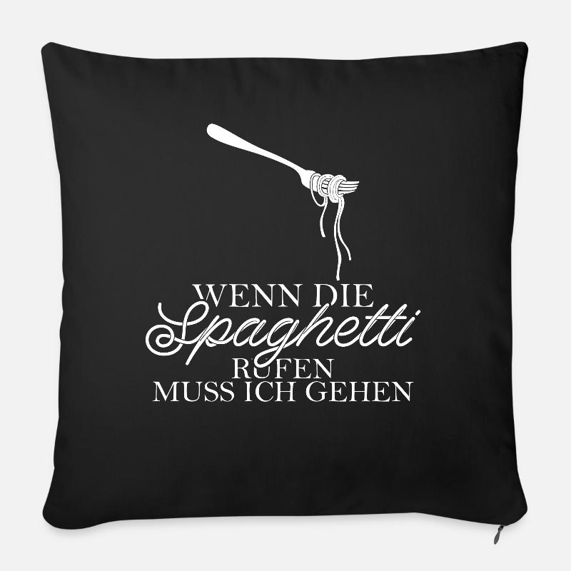 Spaghetti Nudeln Spruch - Sofakissenbezug 45 x 45 cm - Schwarz