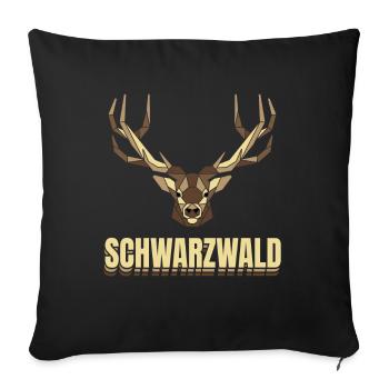 Schwarzwald Hirsch Geweih Low Polygon Schwaben - Sofakissenbezug 45 x 45 cm - Schwarz - Vorne