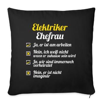 Elektriker Tshirt Handwerker Werkzeug Volt Watt - Sofakissenbezug 45 x 45 cm - Schwarz - Vorne