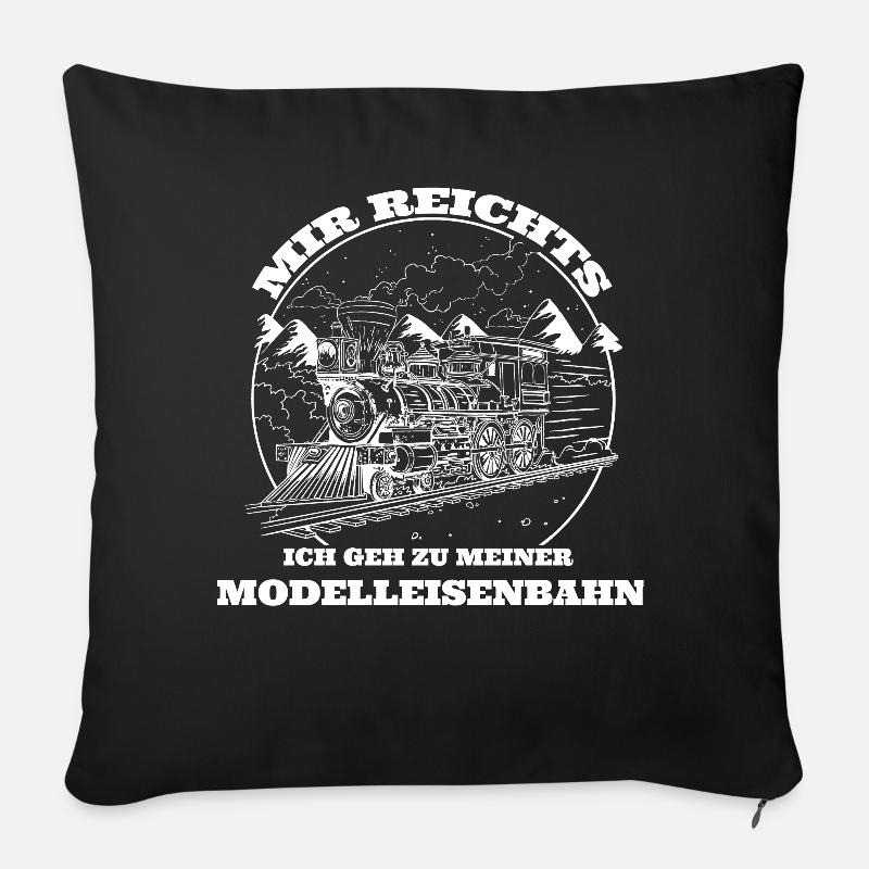 Dampflok Modelleisenbahn - Sofakissenbezug 45 x 45 cm - Schwarz