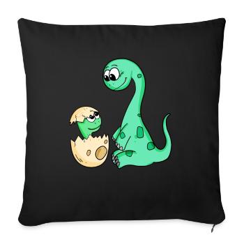 Dinosaures avec bébé dinosaures - Housse de coussin décorative 45 x 45 cm - noir - Devant