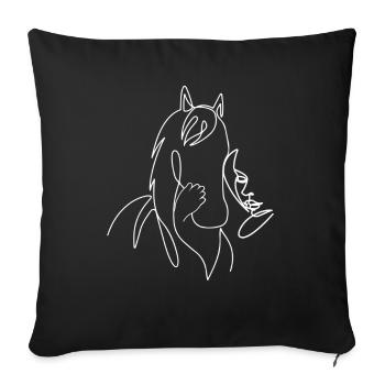 Cheval Lineart - Housse de coussin décorative 45 x 45 cm - noir - Devant
