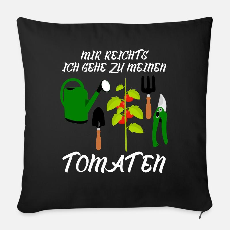 Tomaten und Tomate Spruch - Sofakissenbezug 45 x 45 cm - Schwarz