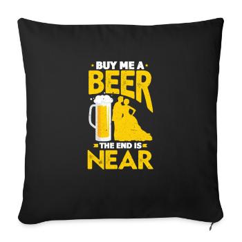 Marriage is near, buy me a beer bachelor or - Housse de coussin décorative 45 x 45 cm - noir - Devant