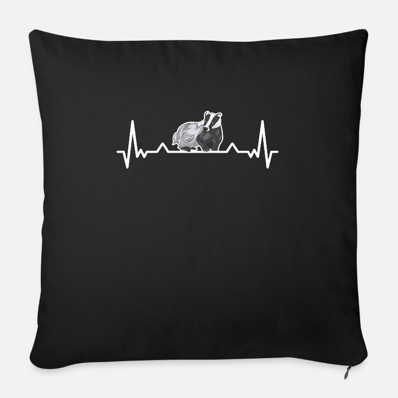Honigdachs Herzschlag Dachs Geschenk - Sofakissenbezug 45 x 45 cm - Schwarz