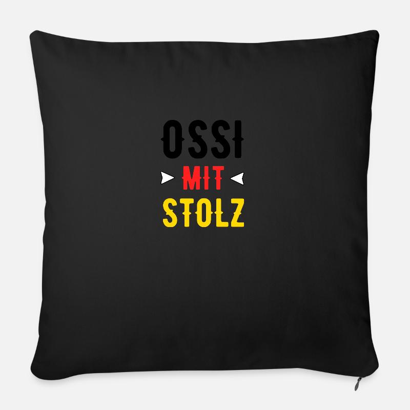 Ossi mit Stolz Mauerfall Wiedervereinigung DDR - Sofakissenbezug 45 x 45 cm - Schwarz
