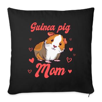 Guinée Pig Mom rongeur cobaye maman - Housse de coussin décorative 45 x 45 cm - noir - Devant