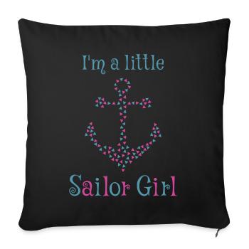 "I'm a little sailor girl" with anchor snares of triangles - Sofa pillowcase 17,3'' x 17,3'' (45 x 45 cm) - black - Front