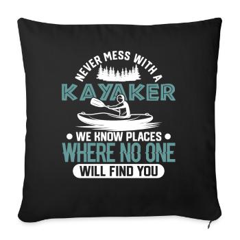 Kayaker kayaking love - we know places - Sofa pillowcase 17,3'' x 17,3'' (45 x 45 cm) - black - Front