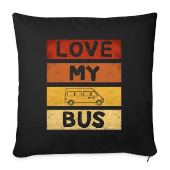 Love My Bus I Retro Bus chauffeur de bus vacances Bus Spruch - Housse de coussin décorative 45 x 45 cm - noir - Devant