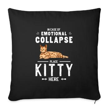Le chat de l’effondrement émotionnel de placer ici - Housse de coussin décorative 45 x 45 cm - noir - Devant