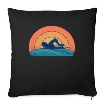 Nageurs Natation sports aquatiques rétro - Housse de coussin décorative 45 x 45 cm - noir - Devant