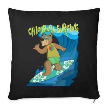 Summer feeling Californian shaka bear surfs the - Sofakissenbezug 45 x 45 cm - Schwarz - Vorne