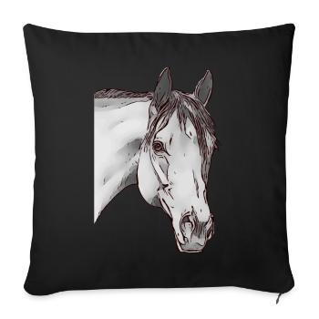 Girl horse animal face horse motif animal motif - Sofa pillowcase 17,3'' x 17,3'' (45 x 45 cm) - black - Front