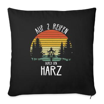 Harz Motorrad Biker Harzer Brocken Geschenkidee - Sofakissenbezug 45 x 45 cm - Schwarz - Vorne