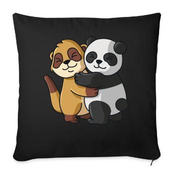 Meerkat Panda cute Hug Cuddle Animals - Sofa pillowcase 17,3'' x 17,3'' (45 x 45 cm) - black - Front
