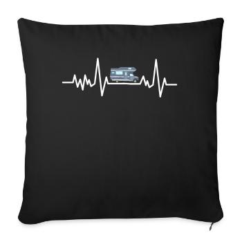 Camping Camping Caravane Camping Camper Camping - Housse de coussin décorative 45 x 45 cm - noir - Devant