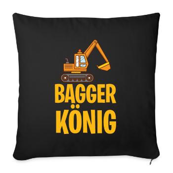 Bagger König Baggerfahrer Kinder - Sofakissenbezug 45 x 45 cm - Schwarz - Vorne