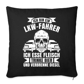 LKW Fahrer - Sofakissenbezug 45 x 45 cm - Schwarz - Vorne