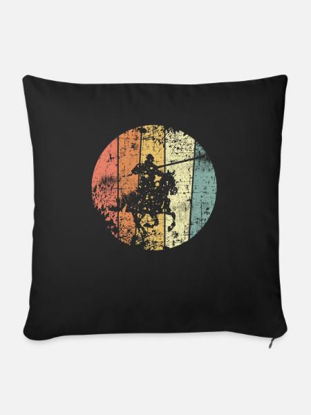 Ritter retro Mittelalter Reiter - Sofakissenbezug 45 x 45 cm - Schwarz