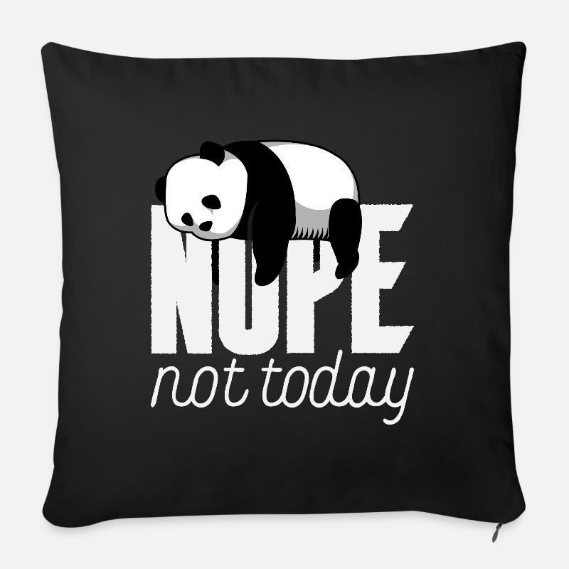 Nein, heute nicht! Lustiger Panda Schlafmütze - Sofakissenbezug 45 x 45 cm - Schwarz