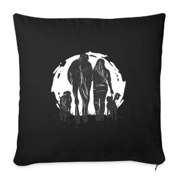 cheval fille chien amour - Housse de coussin décorative 45 x 45 cm - noir - Devant