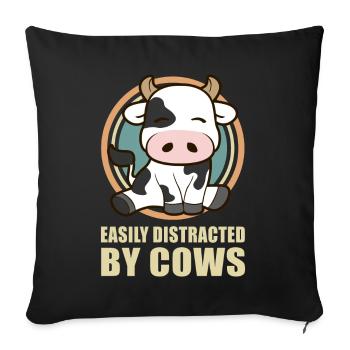 Cows cow cow pattern cow lover cattle gift - Sofa pillowcase 17,3'' x 17,3'' (45 x 45 cm) - black - Front