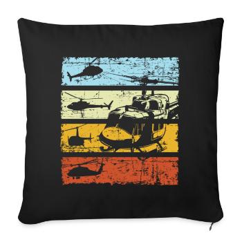 Helicopter Retro Vintage - Sofakissenbezug 45 x 45 cm - Schwarz - Vorne