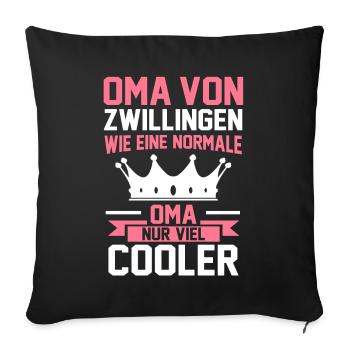 Oma Zwillinge Großmutter Geschenk - Sofakissenbezug 45 x 45 cm - Schwarz - Vorne