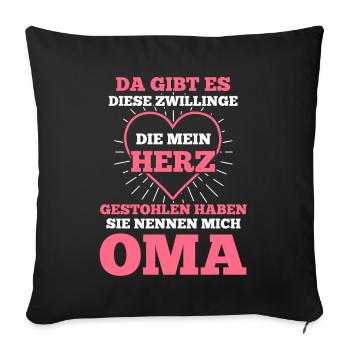 Oma Zwillinge Enkel Großmutter - Sofakissenbezug 45 x 45 cm - Schwarz - Vorne