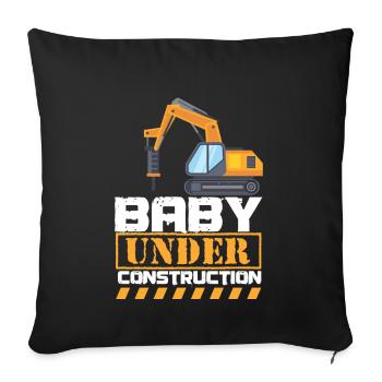 Bébé en construction Grossesse Mère - Housse de coussin décorative 45 x 45 cm - noir - Devant