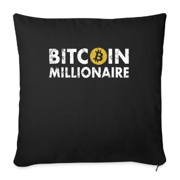 Bitcoin Millionaire Inscription - Bitcoin Bouton - Housse de coussin décorative 45 x 45 cm - noir - Devant